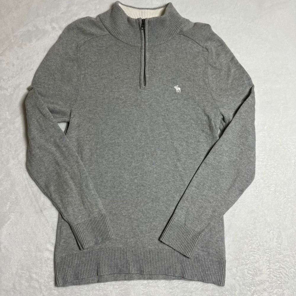 Abercrombie & Fitch SoftAF Women's Medium 1/4 Zip Knit Sweater Heather Gray